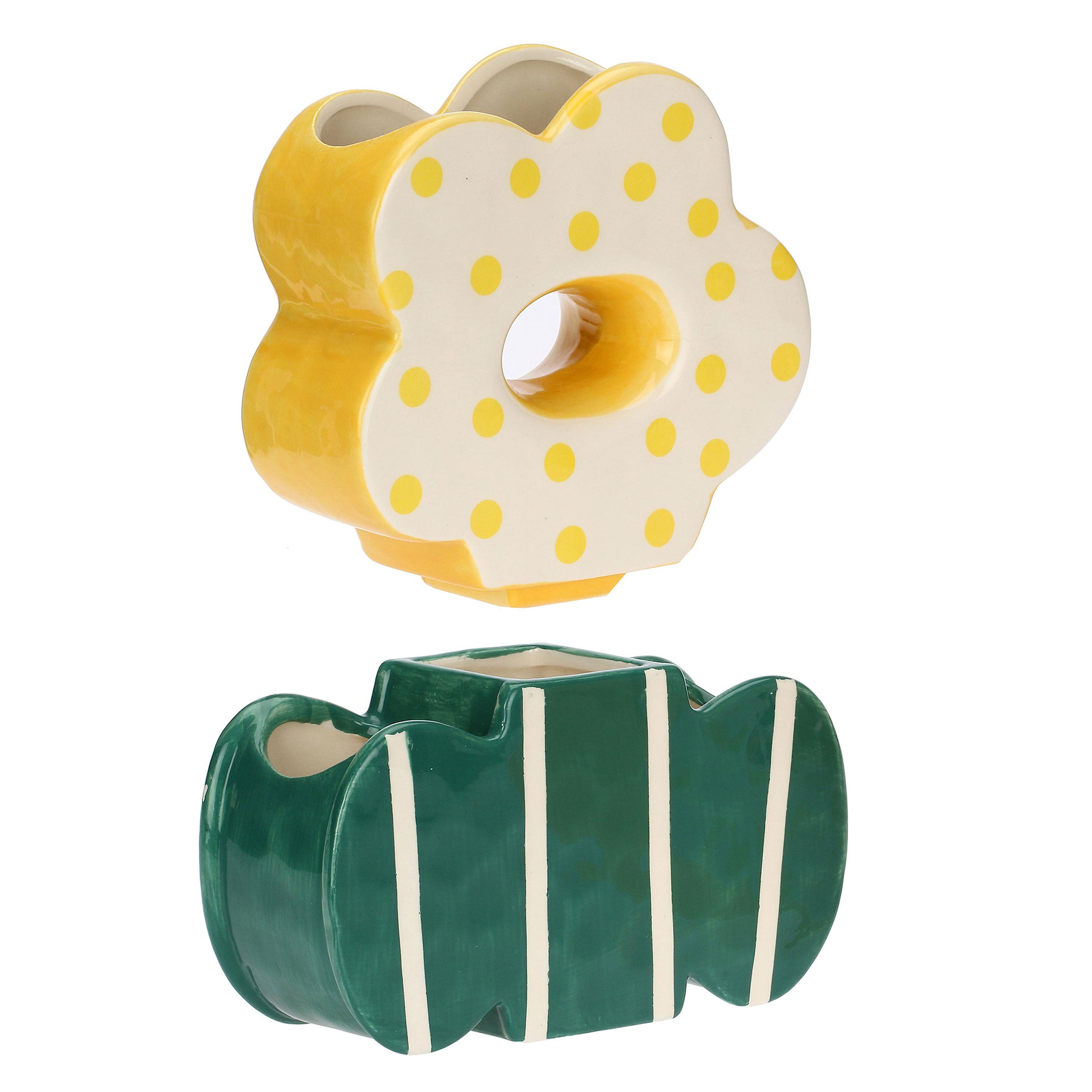 Set da 3, Doppio Vaso Margherita, Verdecampo - Dolomite, 19x7x26,3 cm