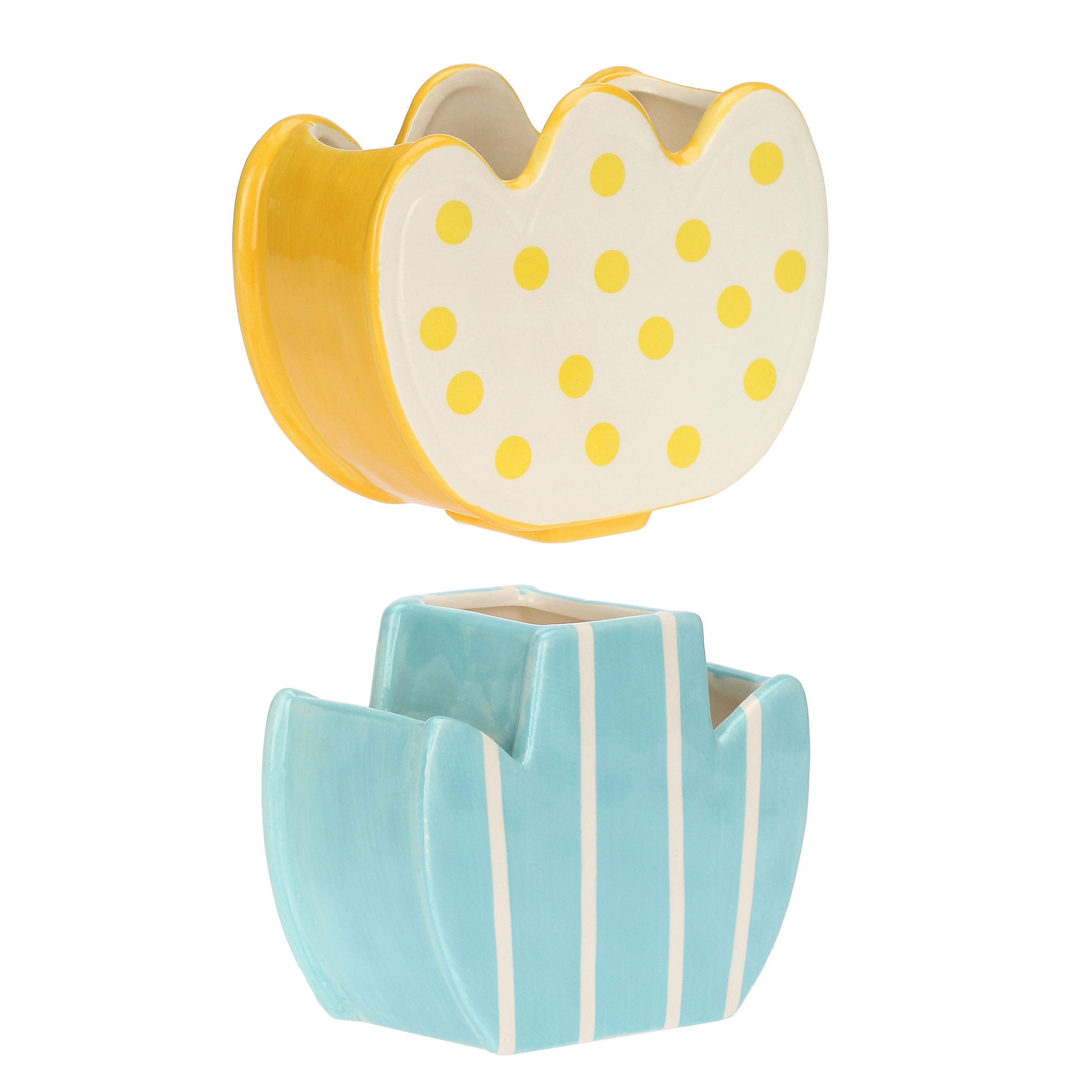 Set da 3, Doppio Vaso Tulipano, Verdecampo - Dolomite, 15,2x7,2x22,5 cm