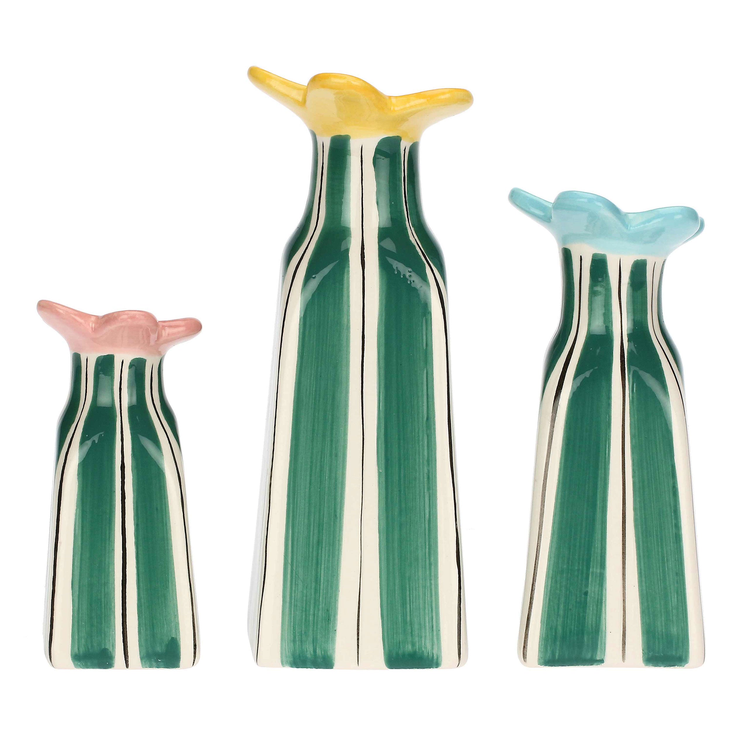 Set da 3, Set Vasi Monofiore, Verdecampo - Dolomite, 7x7x18,5h; 6x6x15h; 5x5x11,5h cm