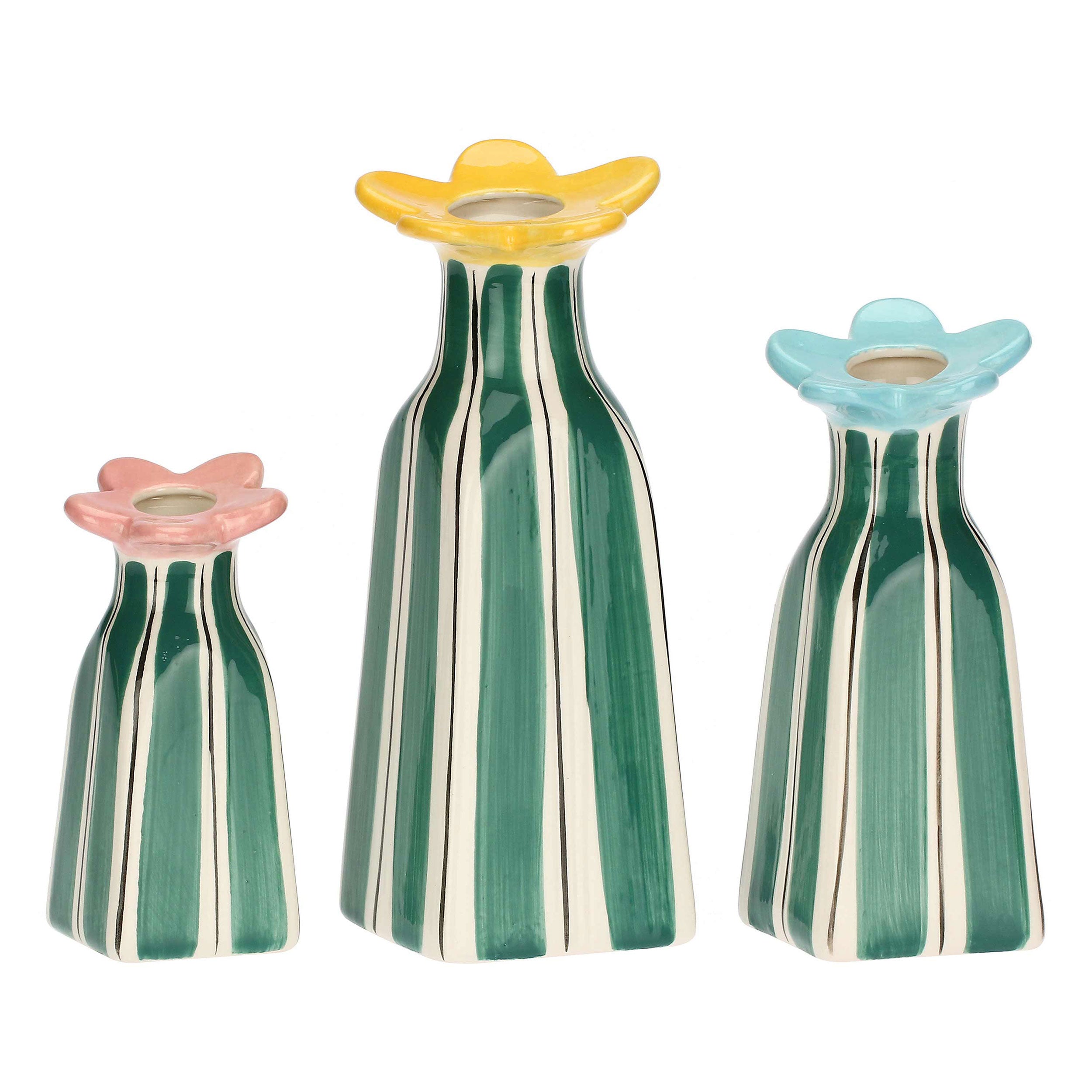 Set da 3, Set Vasi Monofiore, Verdecampo - Dolomite, 7x7x18,5h; 6x6x15h; 5x5x11,5h cm