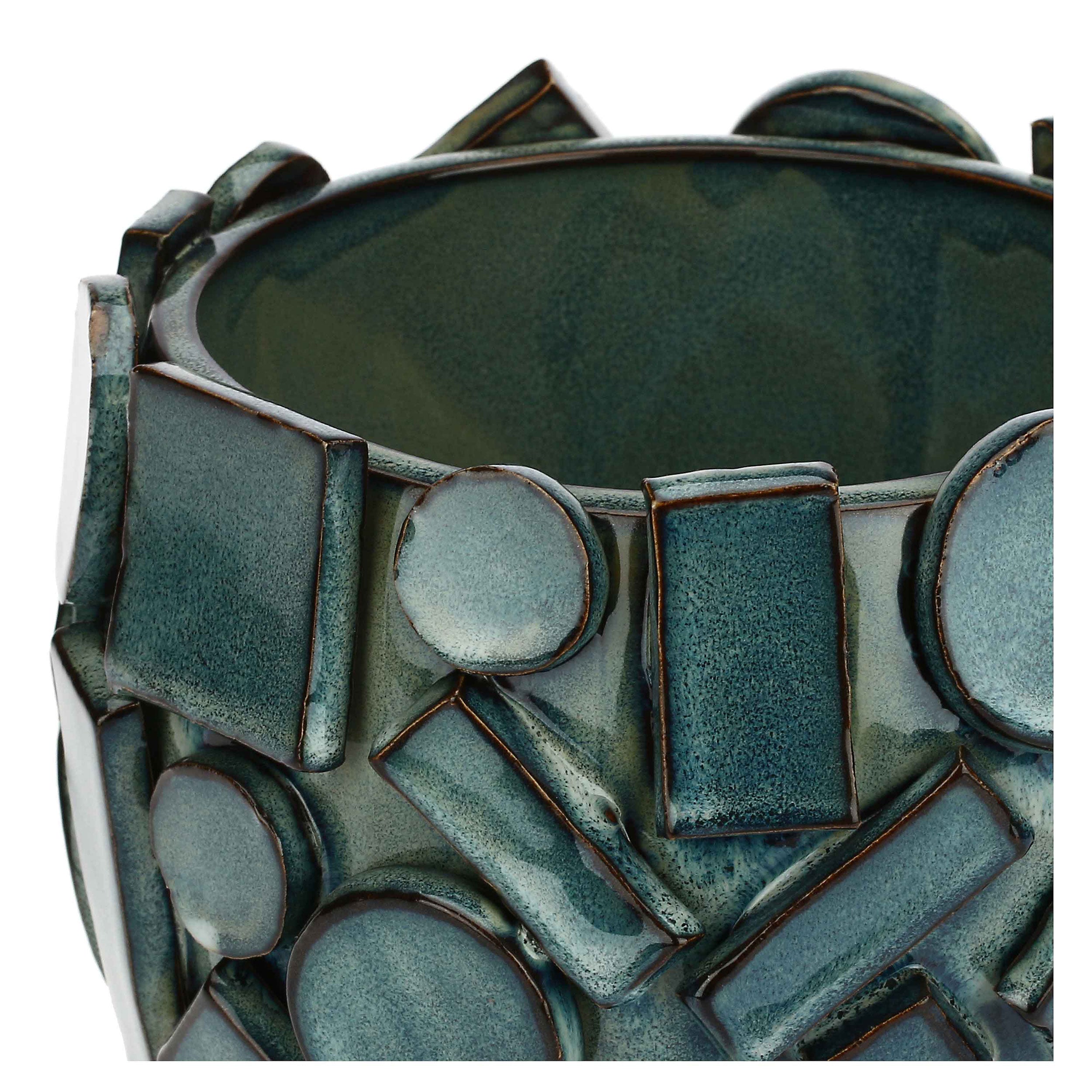 Cachepot Blu, Scomposto - Gres, 16,5x16,5x13,5 cm