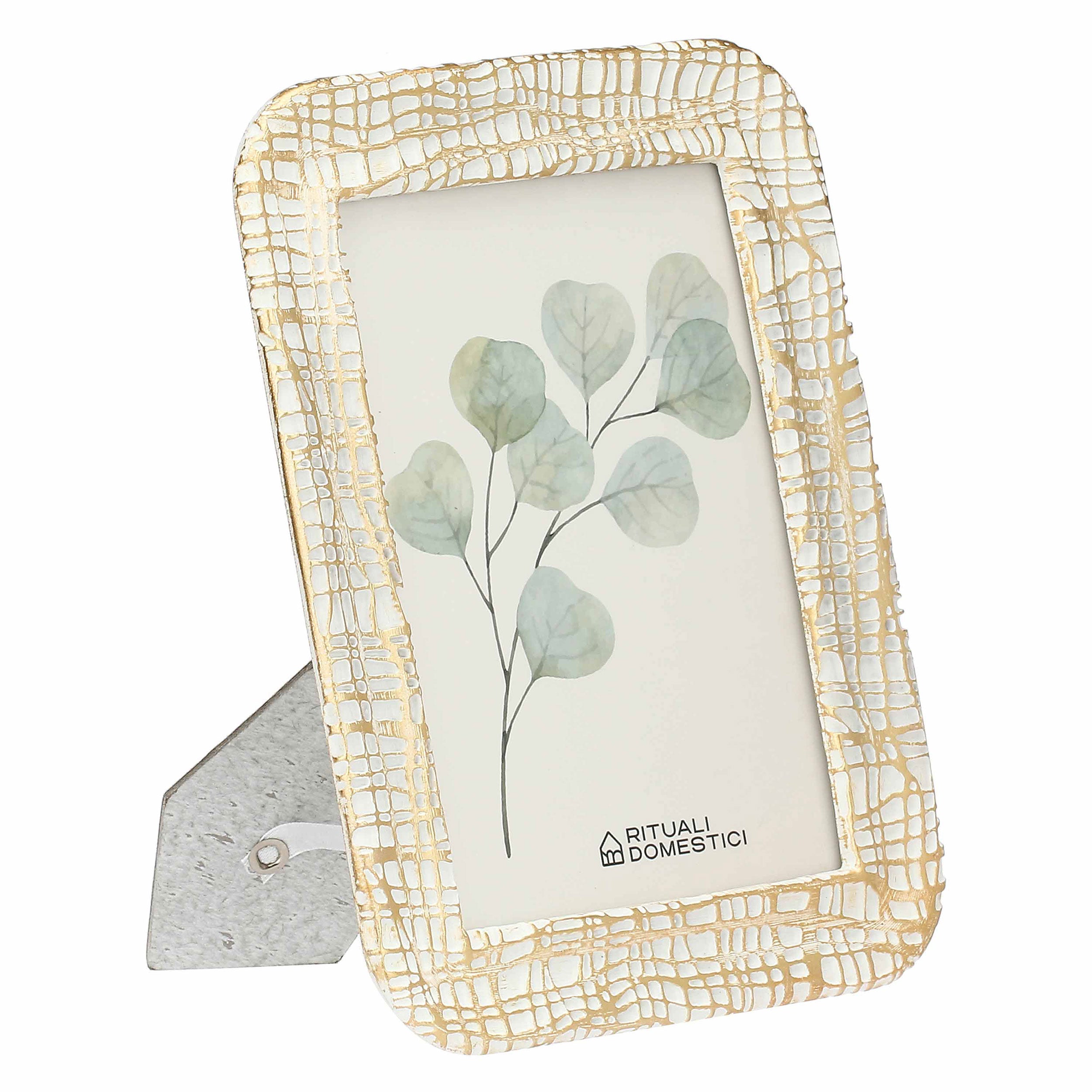 Portafoto Lino, Tiguardo - Poly Resina/ Velluto /Mdf/Vetro/ Metallo (Ferro), 13 x 18 cm