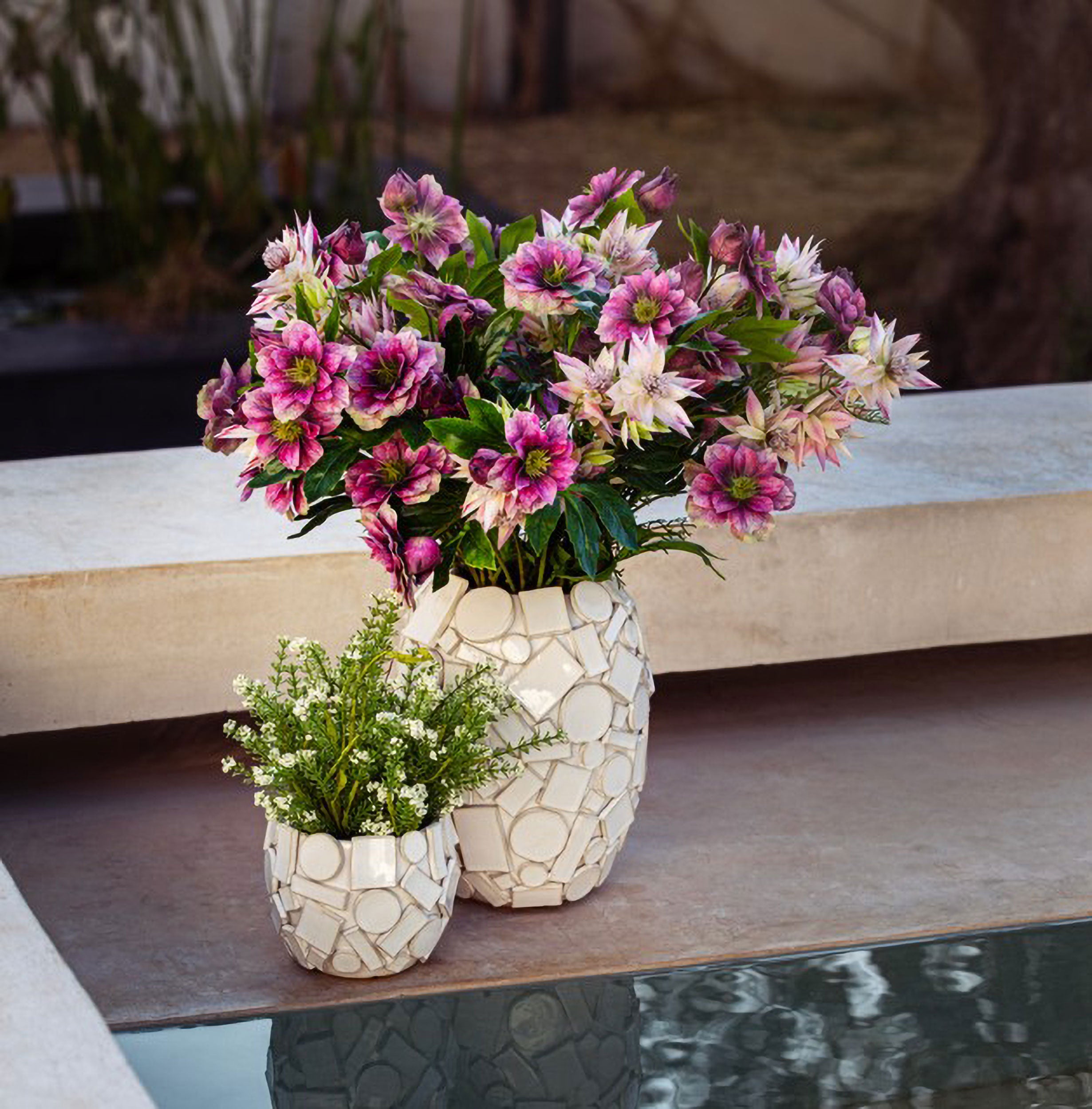 Set da 12, Protea Bride, Fiorile - Stoffa, Ferro, PVC, 21x21x68 cm