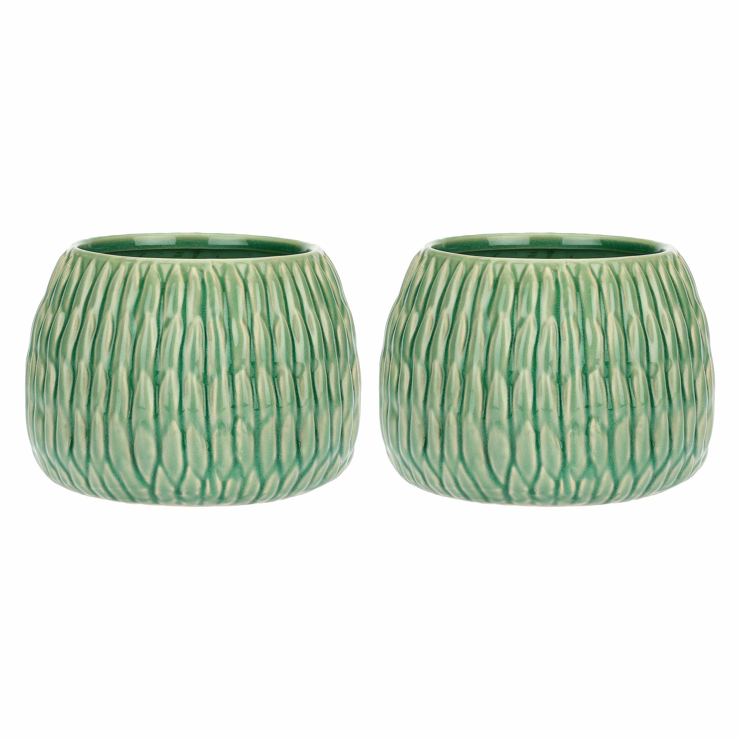 Set da 2, Cachepot S, Agavina - Gres, 17,5x17,5x12,5 cm