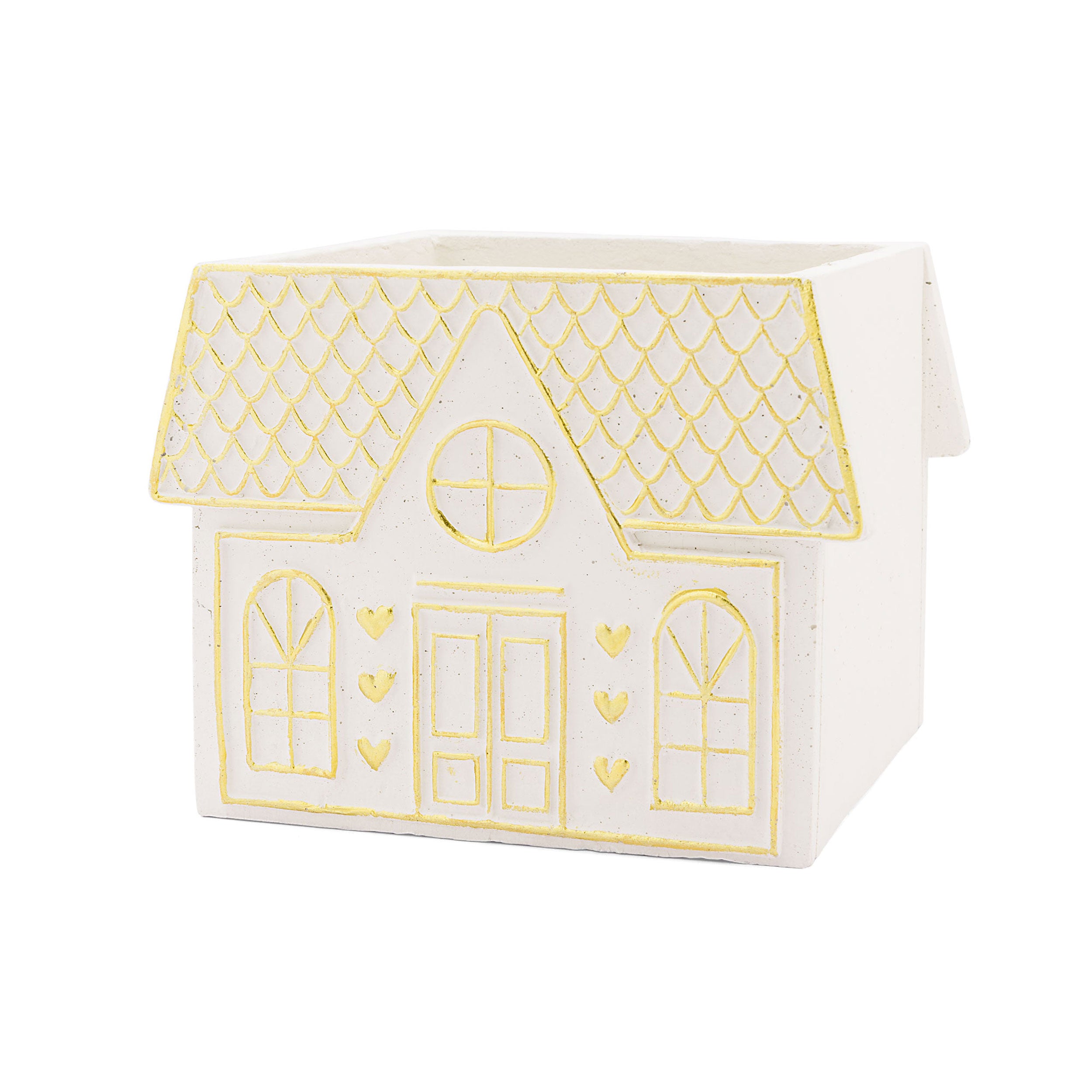 Cachepot Casa Bassa M, Lalineadoro - Resina cementizia, 16 x 14 x 13 cm