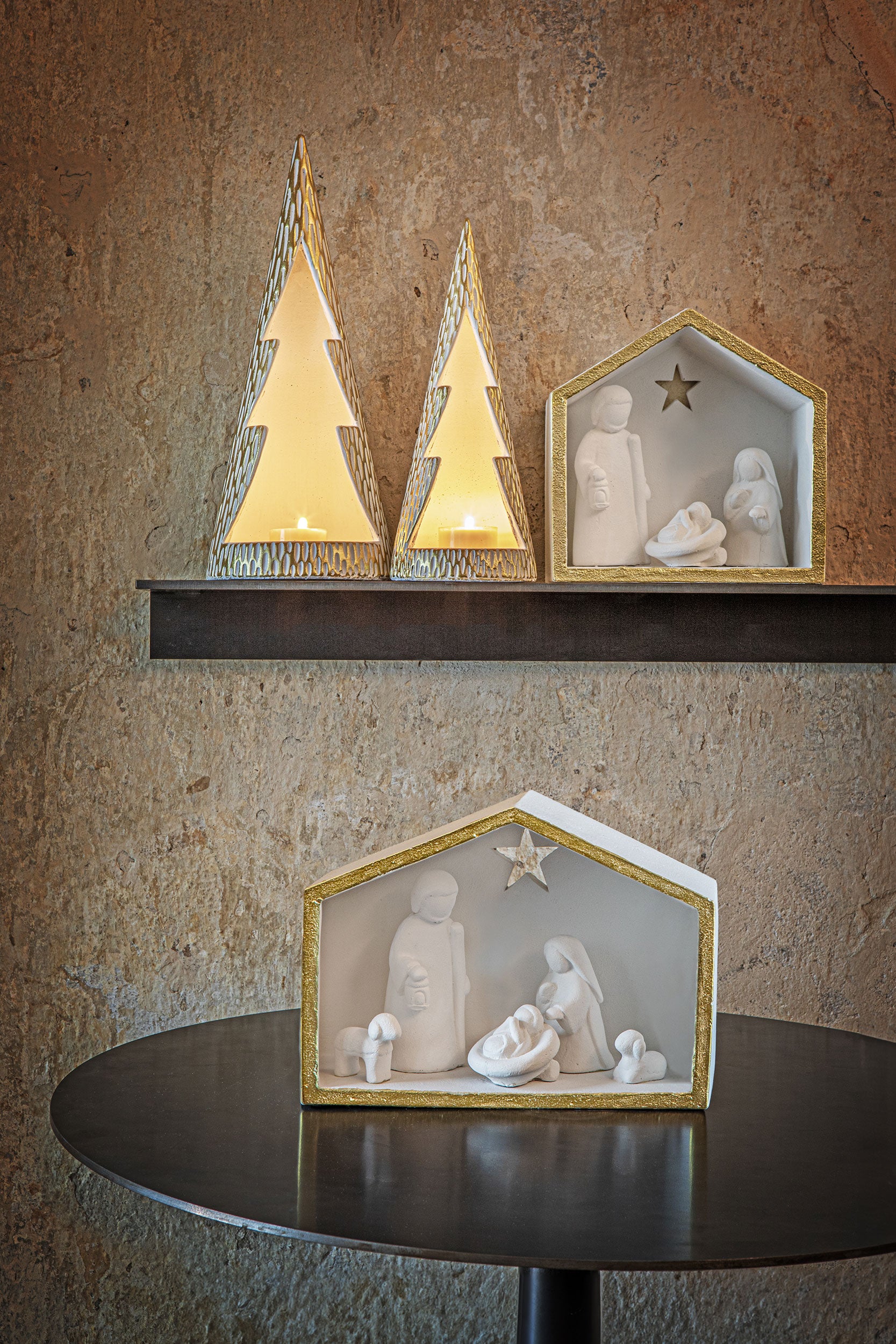 Porta T Light M, Abetoro - Resina cementizia, 12,5 x 12,5 x 29,5 cm