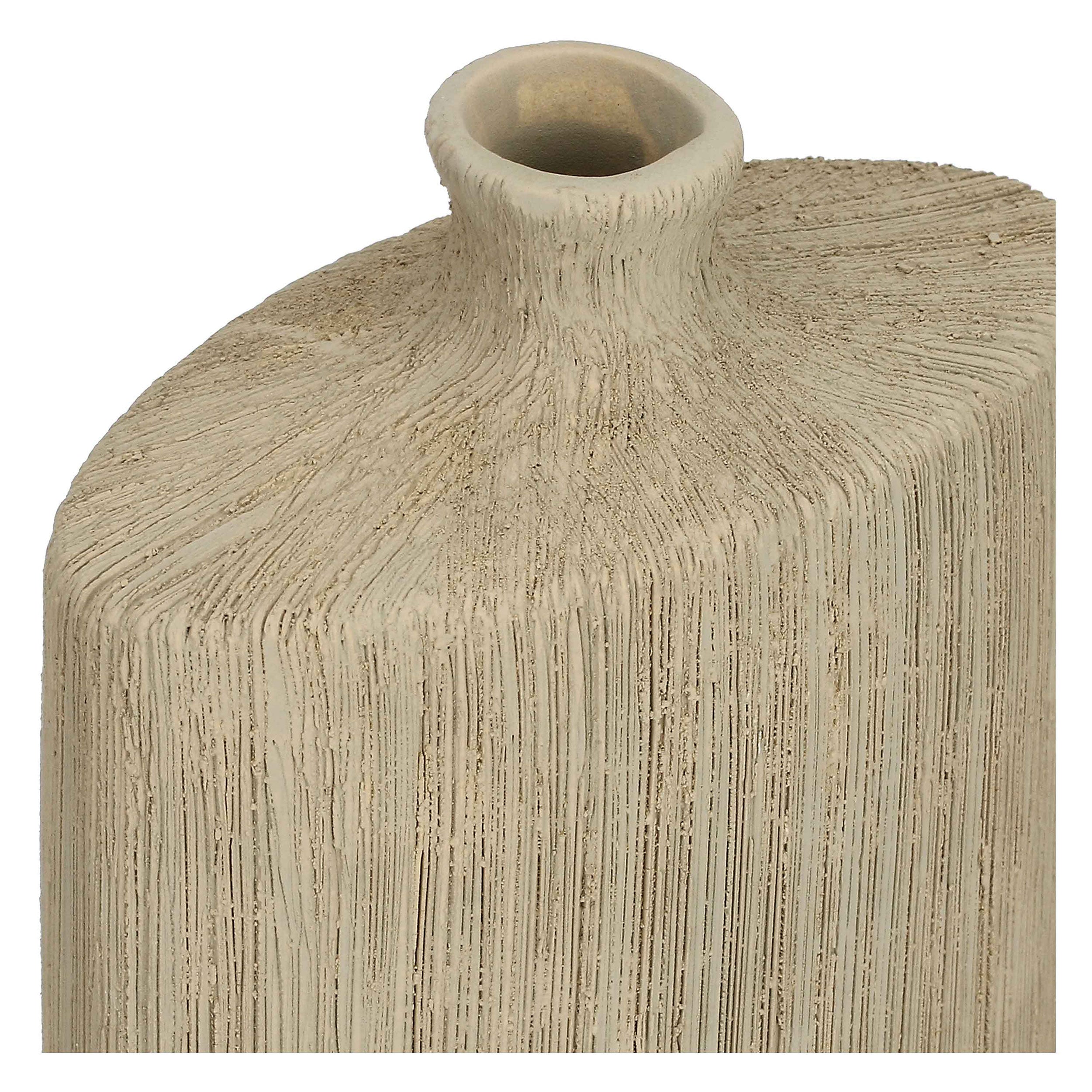 Low Single Flower Deco Vase, Hemp - Stoneware, 12.5 x 7 x 35 cm