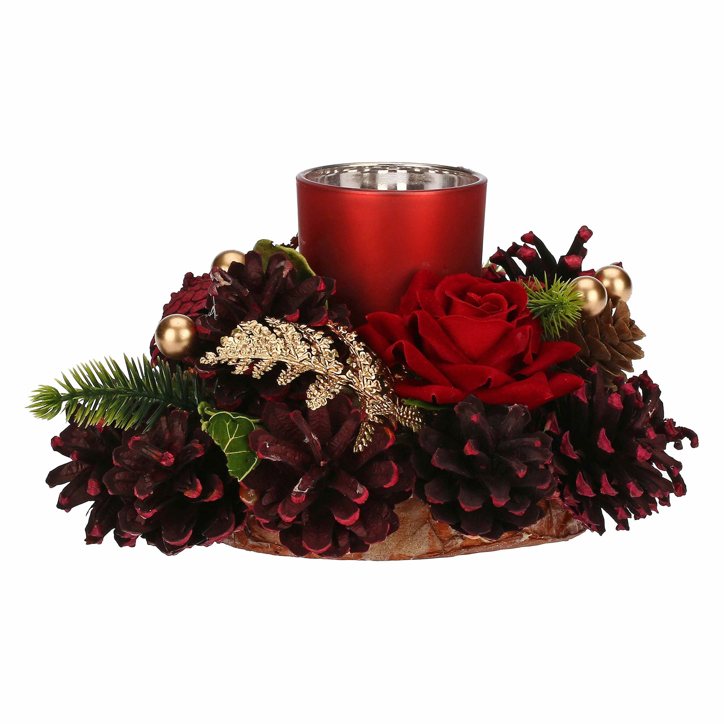 Set da 6, Porta T Light Sfera, Quasirosso - Legno E Materiali Naturali, D 18 cm