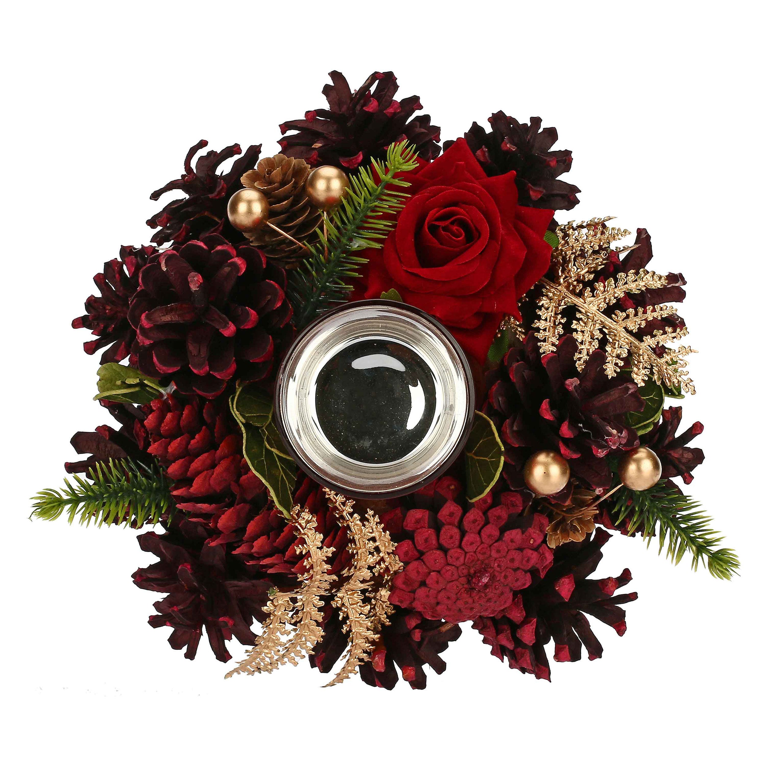 Set da 6, Porta T Light Sfera, Quasirosso - Legno E Materiali Naturali, D 18 cm