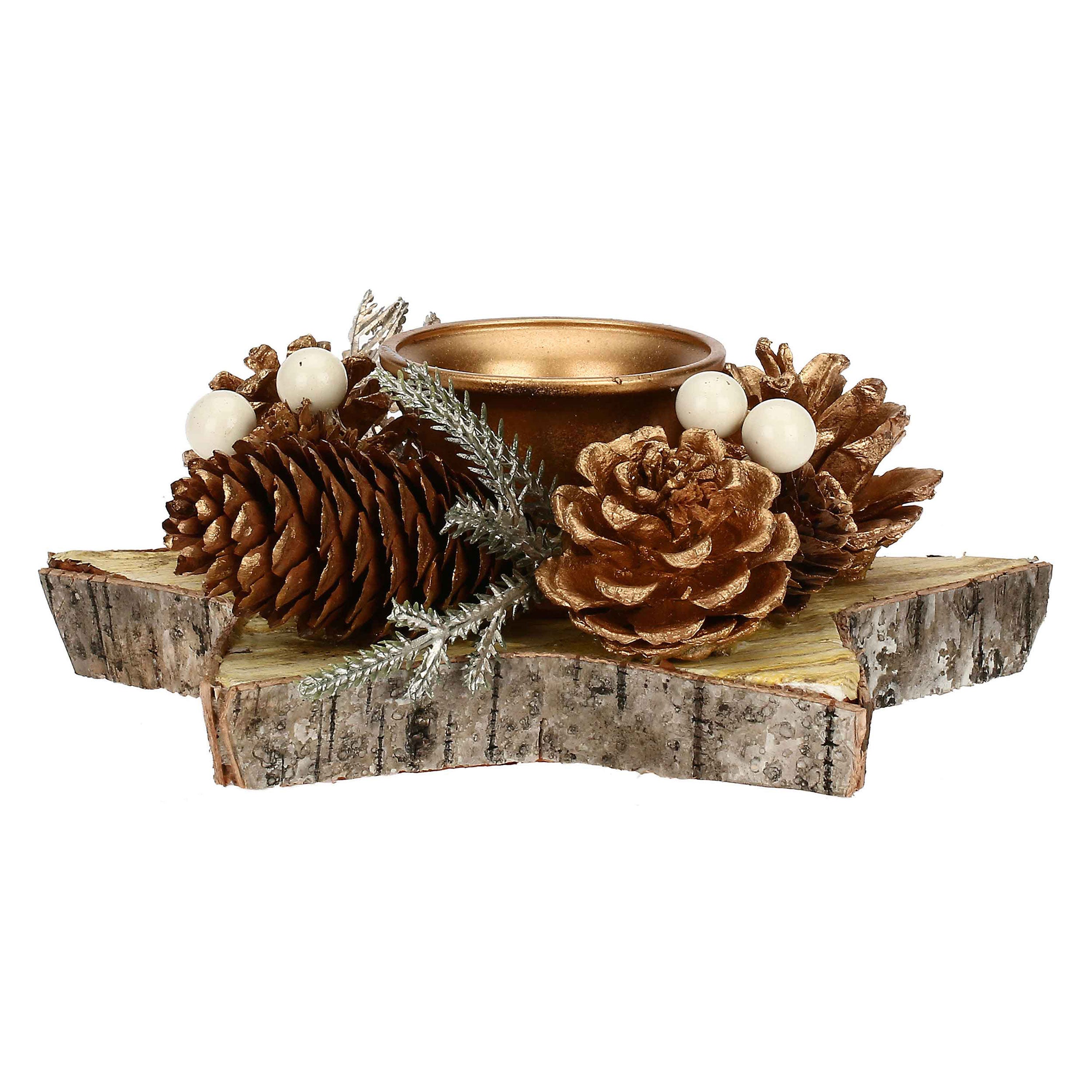 Set da 4, Porta T Light Stella, Versoloro - Legno E Materiali Naturali, 17 x 9 cm