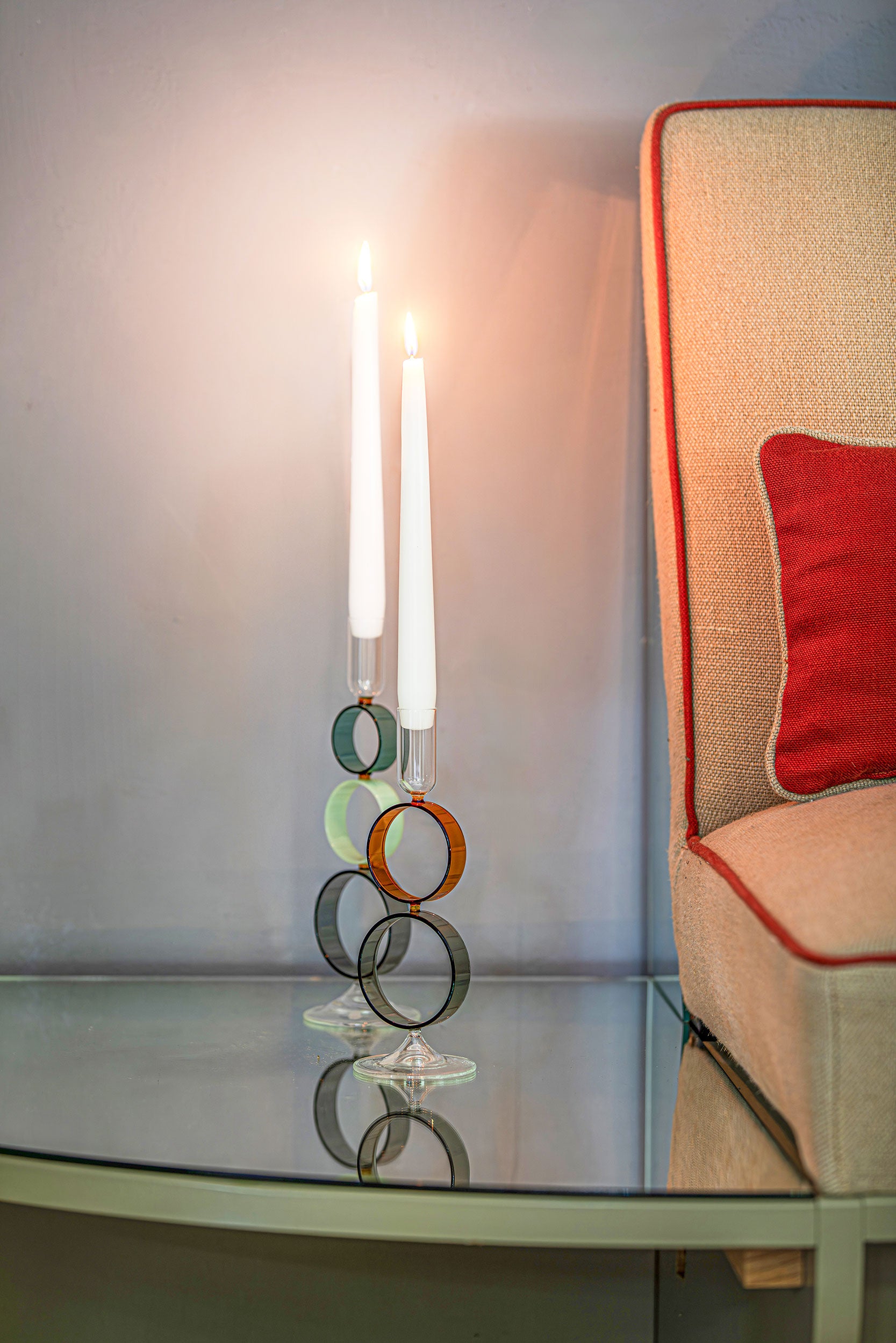 Circle Candle Holder, Cerchiando - Glass, 8x8x23.5