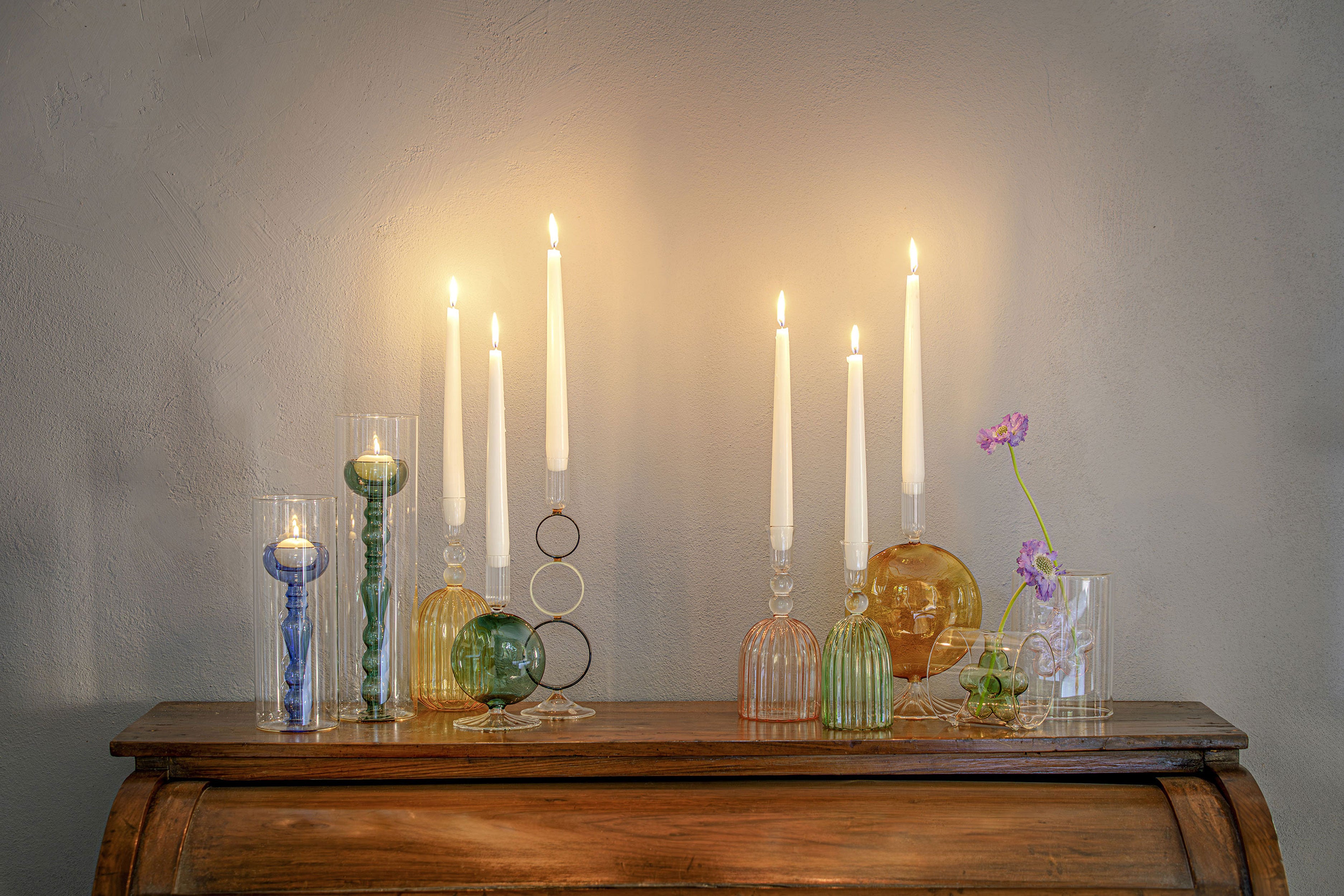 Portacandela Cerchi, Cerchiando - Vetro, 8x8x34,5