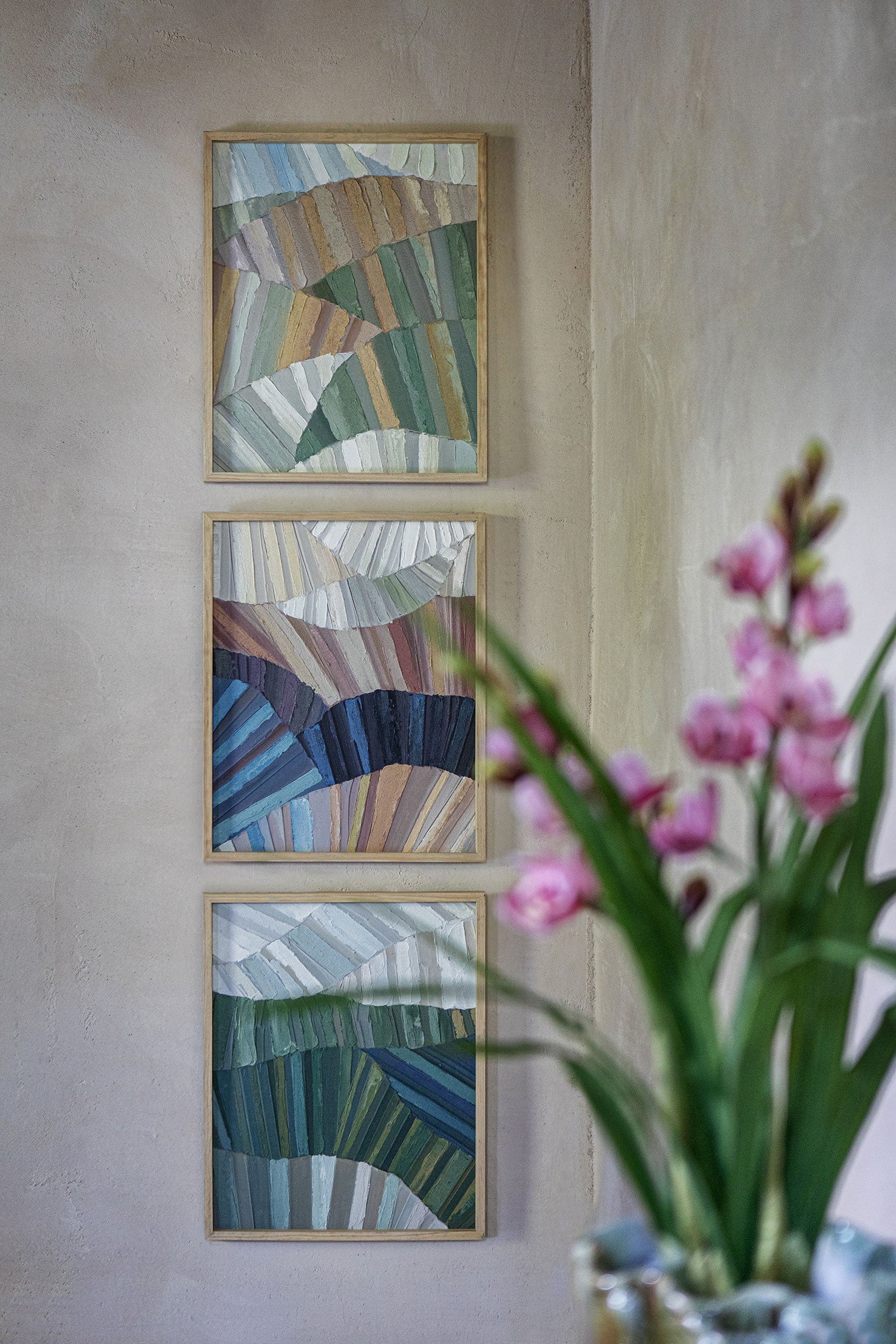 Pennellate Beige/Blu, Soqquadro - Legno, 40x50 cm