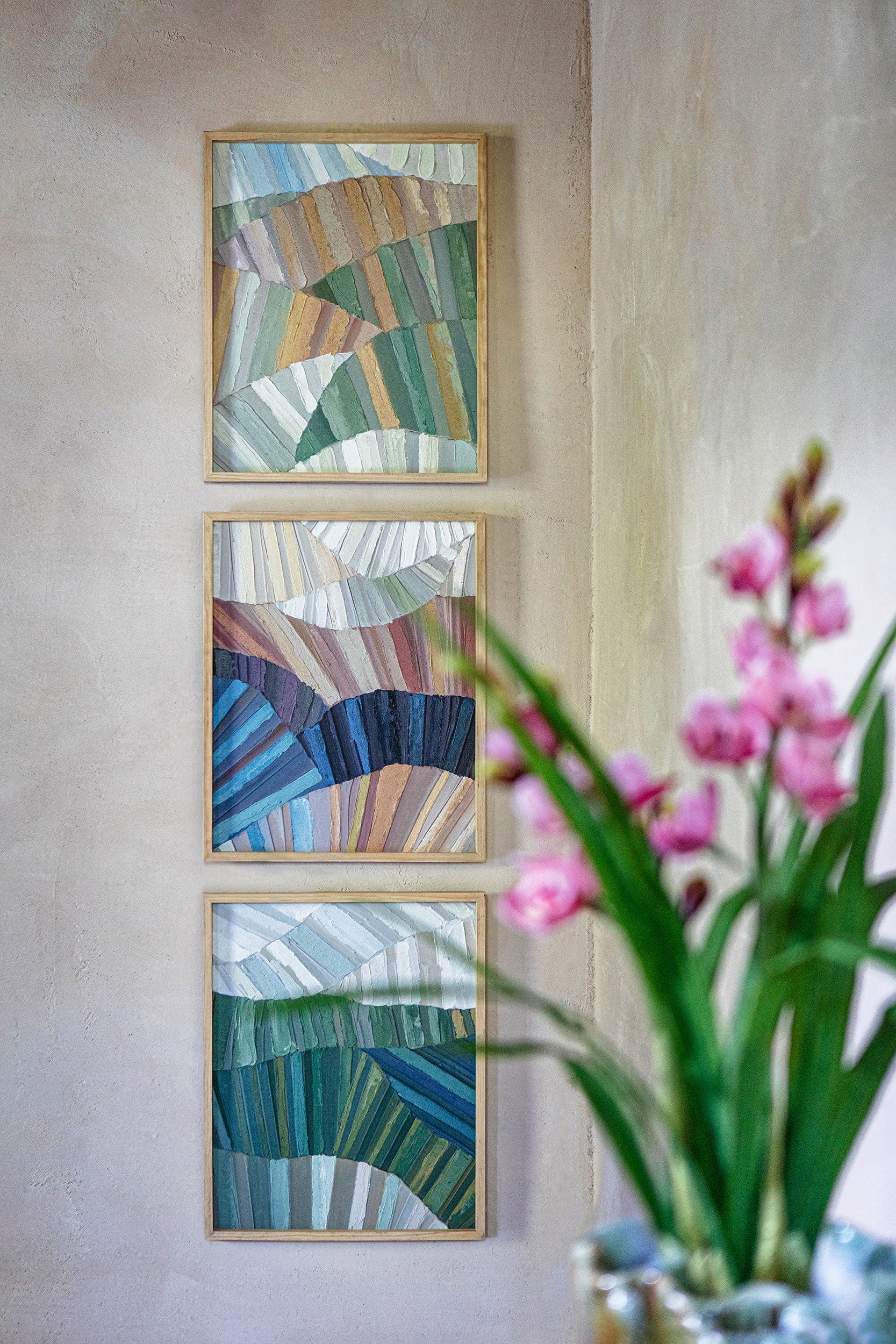 Pennellate Verde/Beige, Soqquadro - Legno, 40x50 cm