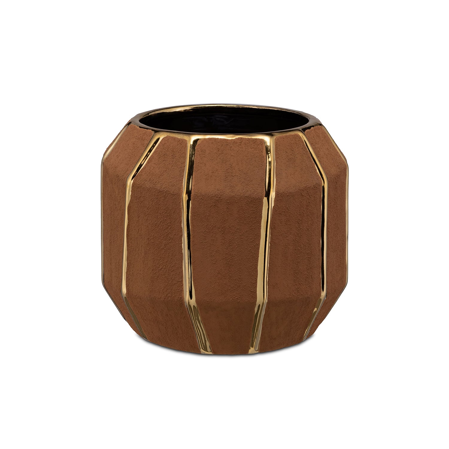 Cachepot Cacao Oro S, Kintsugi - Stoneware, 15x15x13 cm