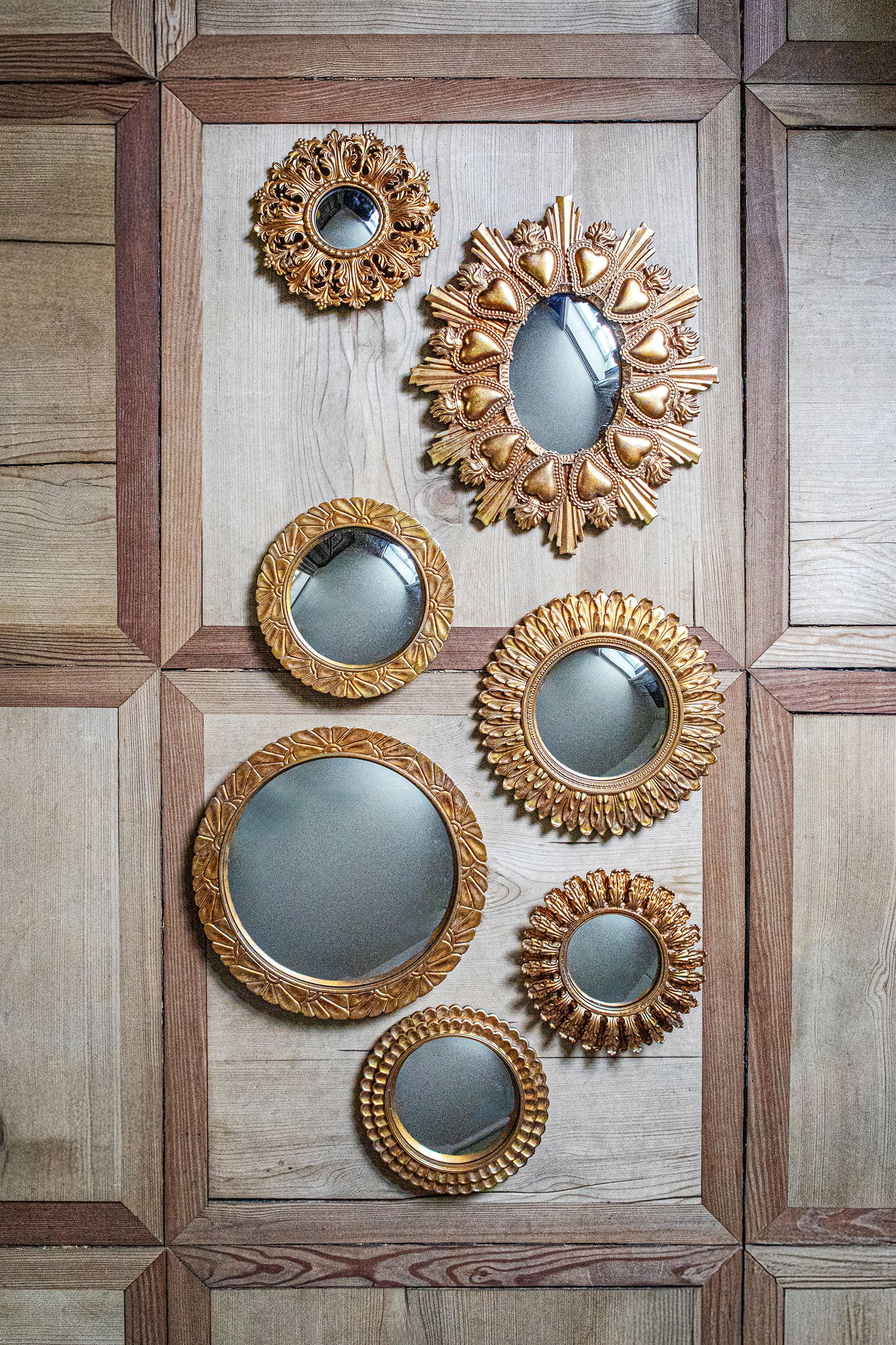 Set da 2, Specchio Tondo Acanto, Reame - Resina, 19,70x1,70x19,70