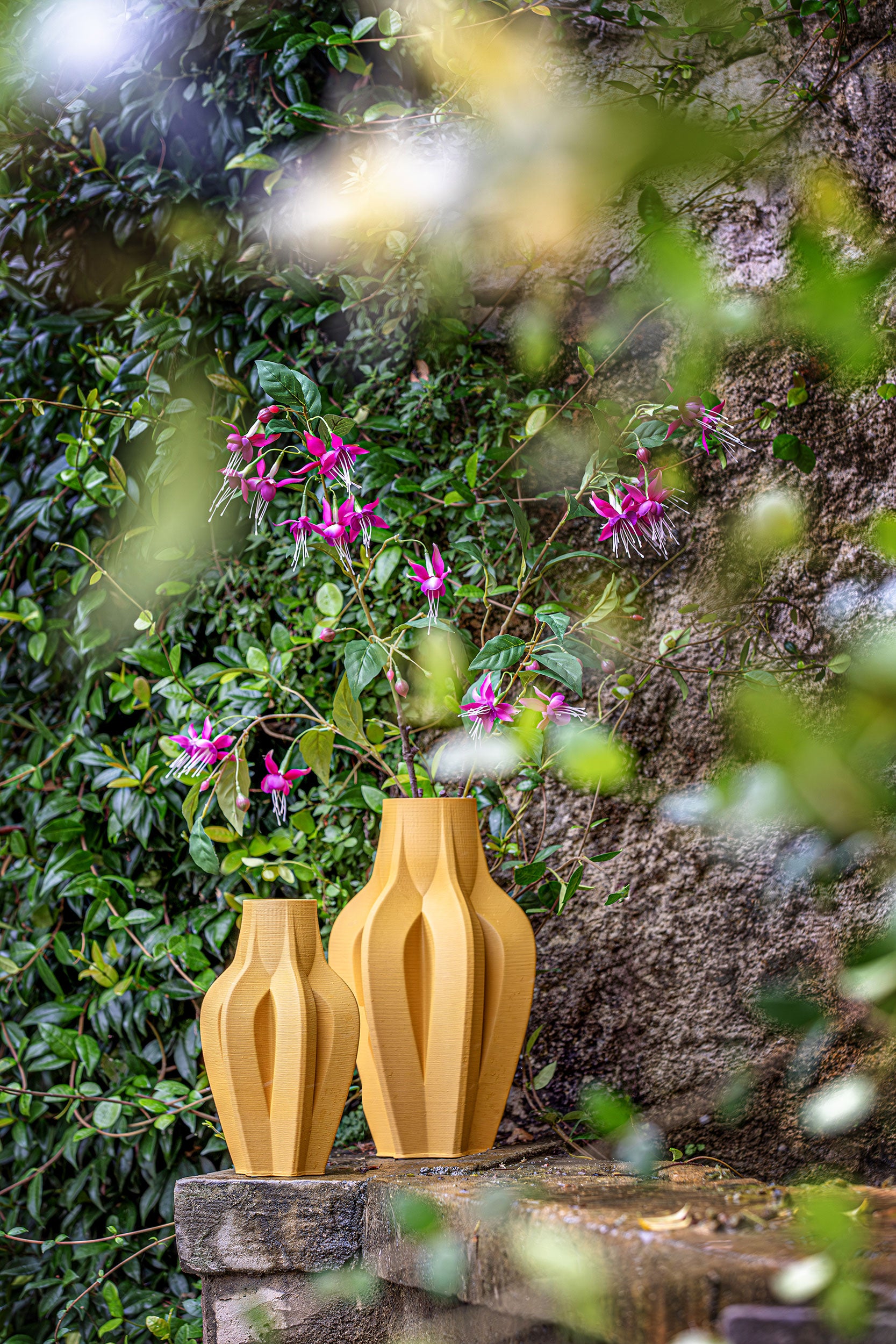 Atena Vaso 3D Alto Ocra - Ceramica, 24x21x4 cm