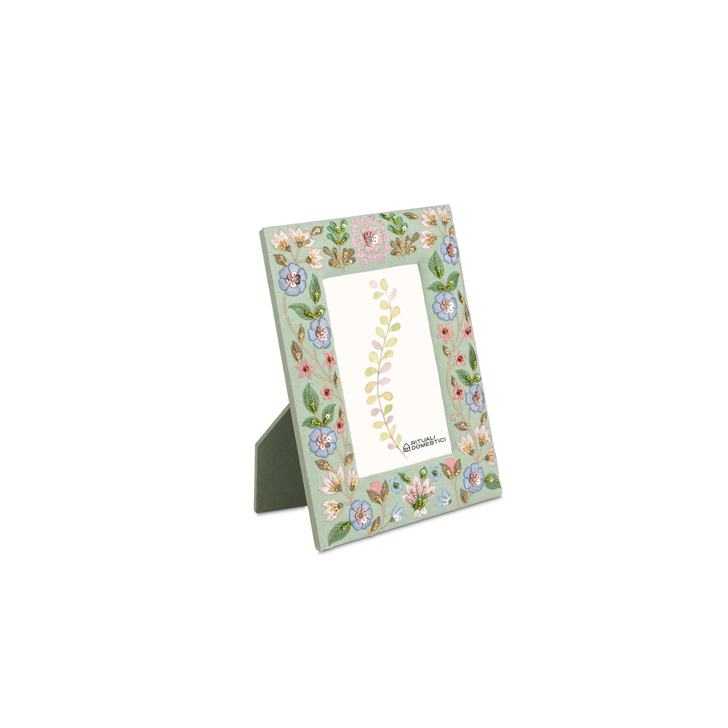 Set da 2 - Amoricamo Portafoto Verde 10X15 - Tessuto,10x15x2 cm