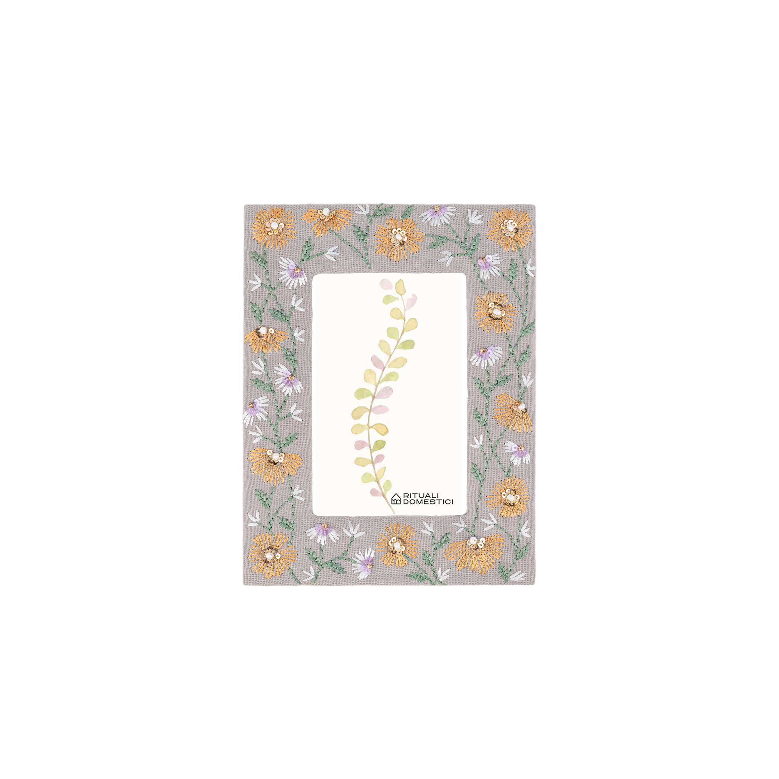 Set da 2 - Amoricamo Portafoto Grigio 10X15 - Tessuto,10x15x2 cm