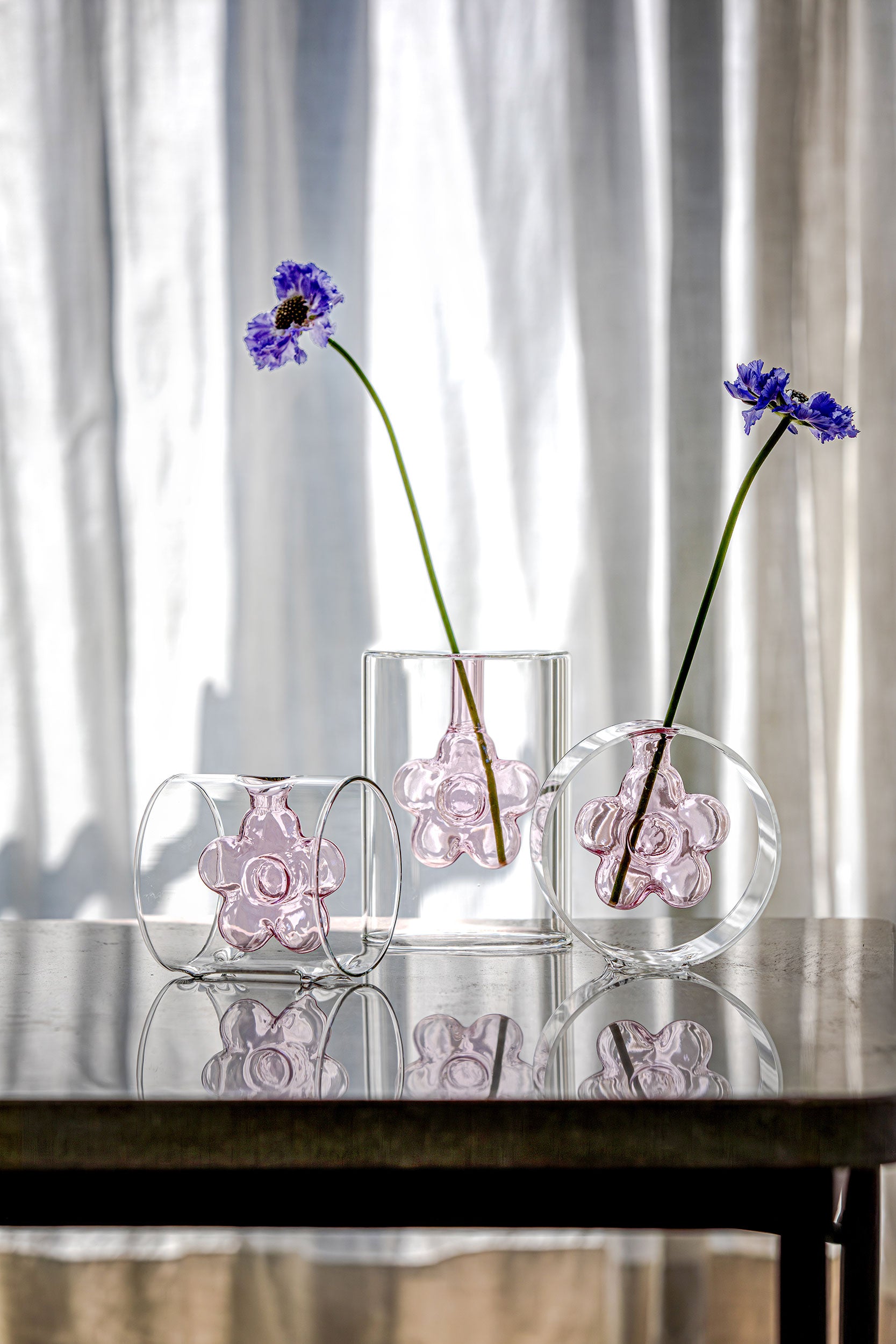 Set da 3 - Infiore Cilindro Rosa - Borosilicato,10X10X10.5 cm