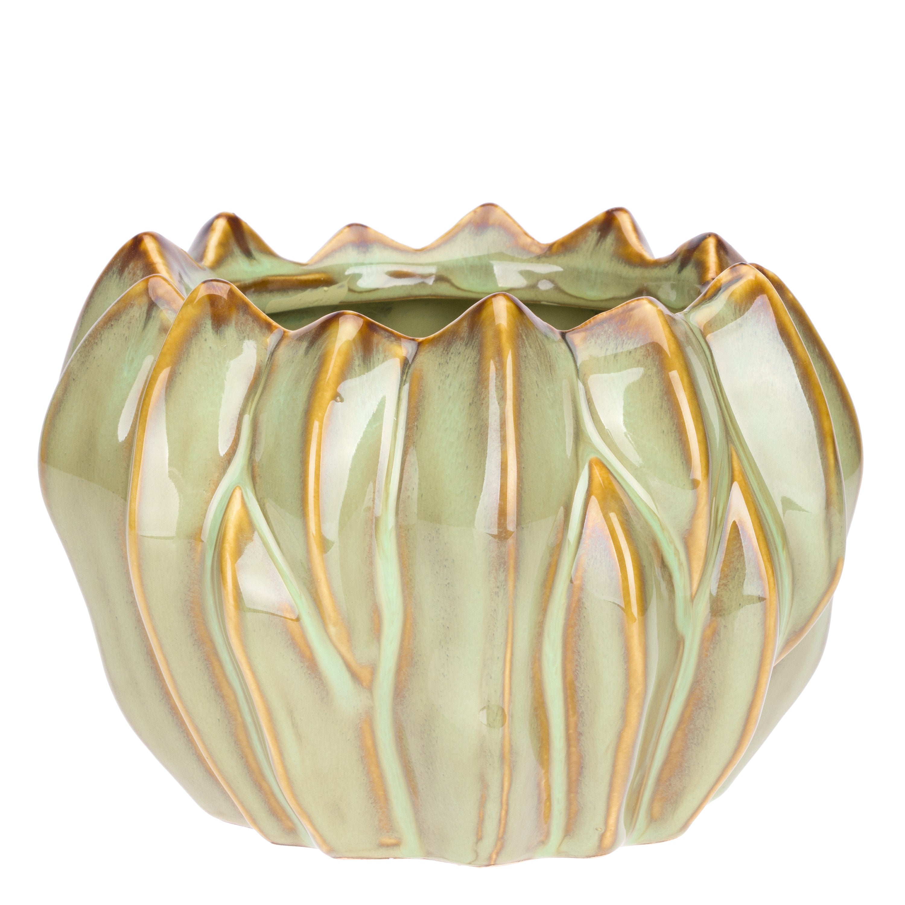 Set da 2 - Brassica Cachepot S Verde - Stoneware,Ø17x12,5 cm