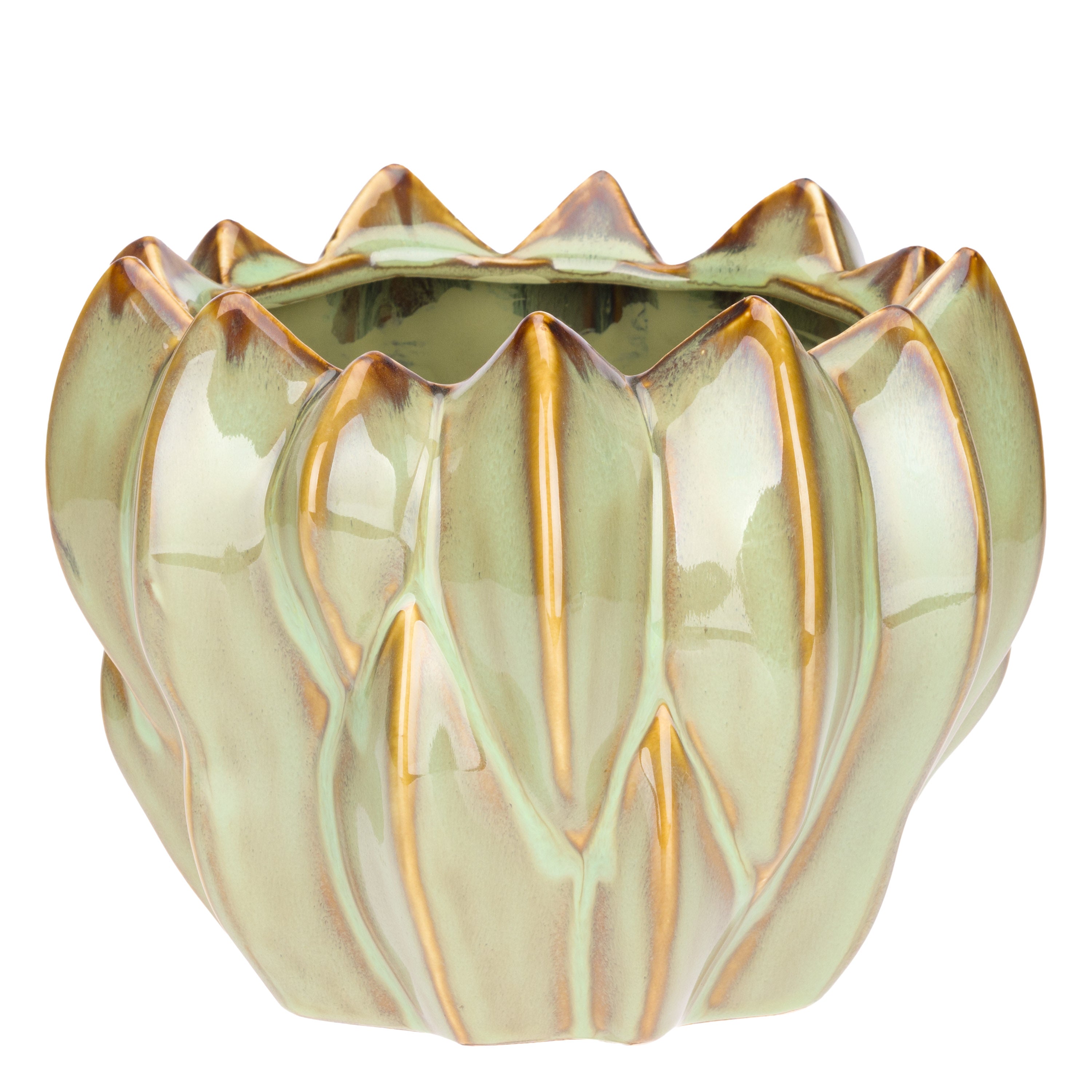 Set da 2 - Brassica Cachepot M Verde - Stoneware,Ø19x15 cm