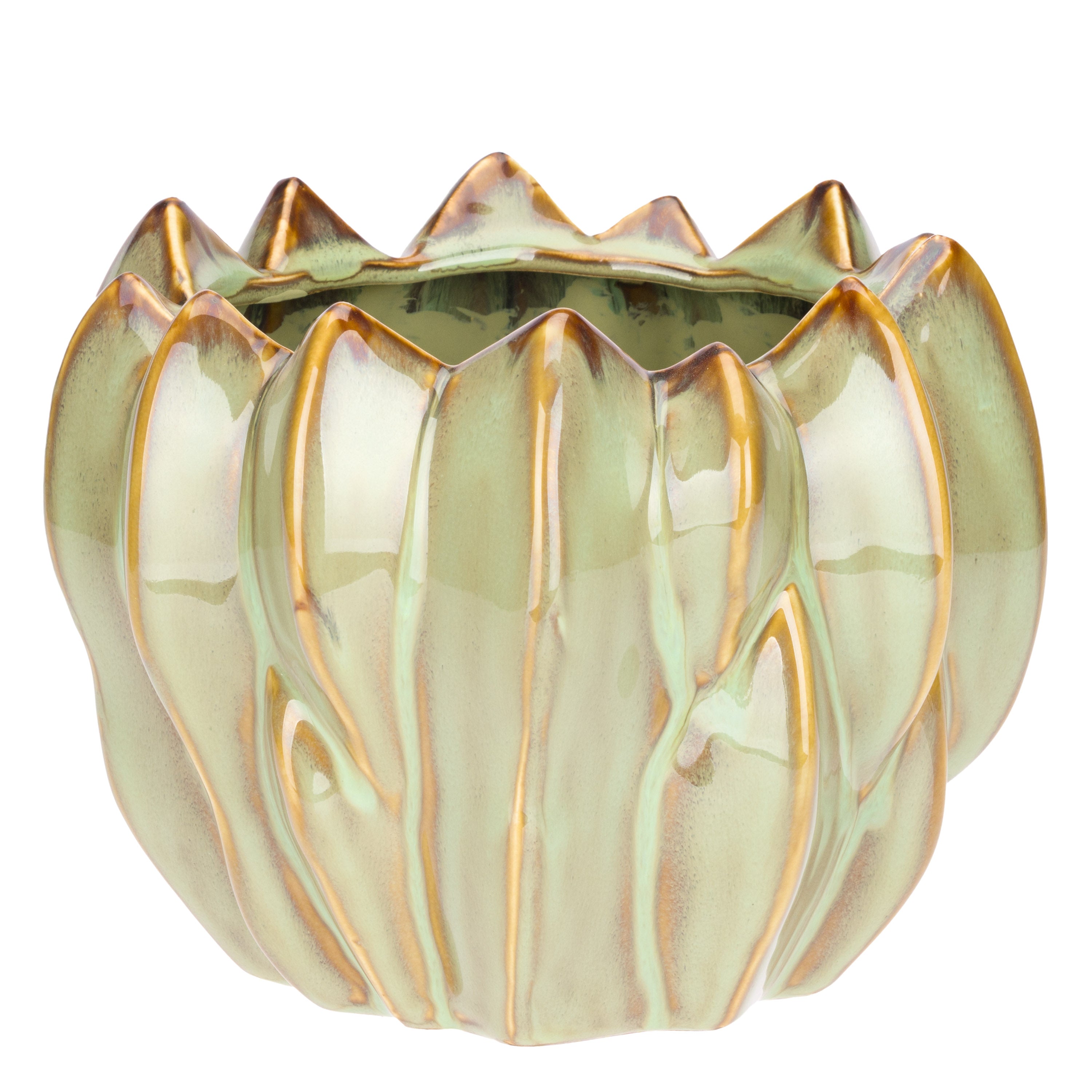 Set da 2 - Brassica Cachepot M Verde - Stoneware,Ø19x15 cm