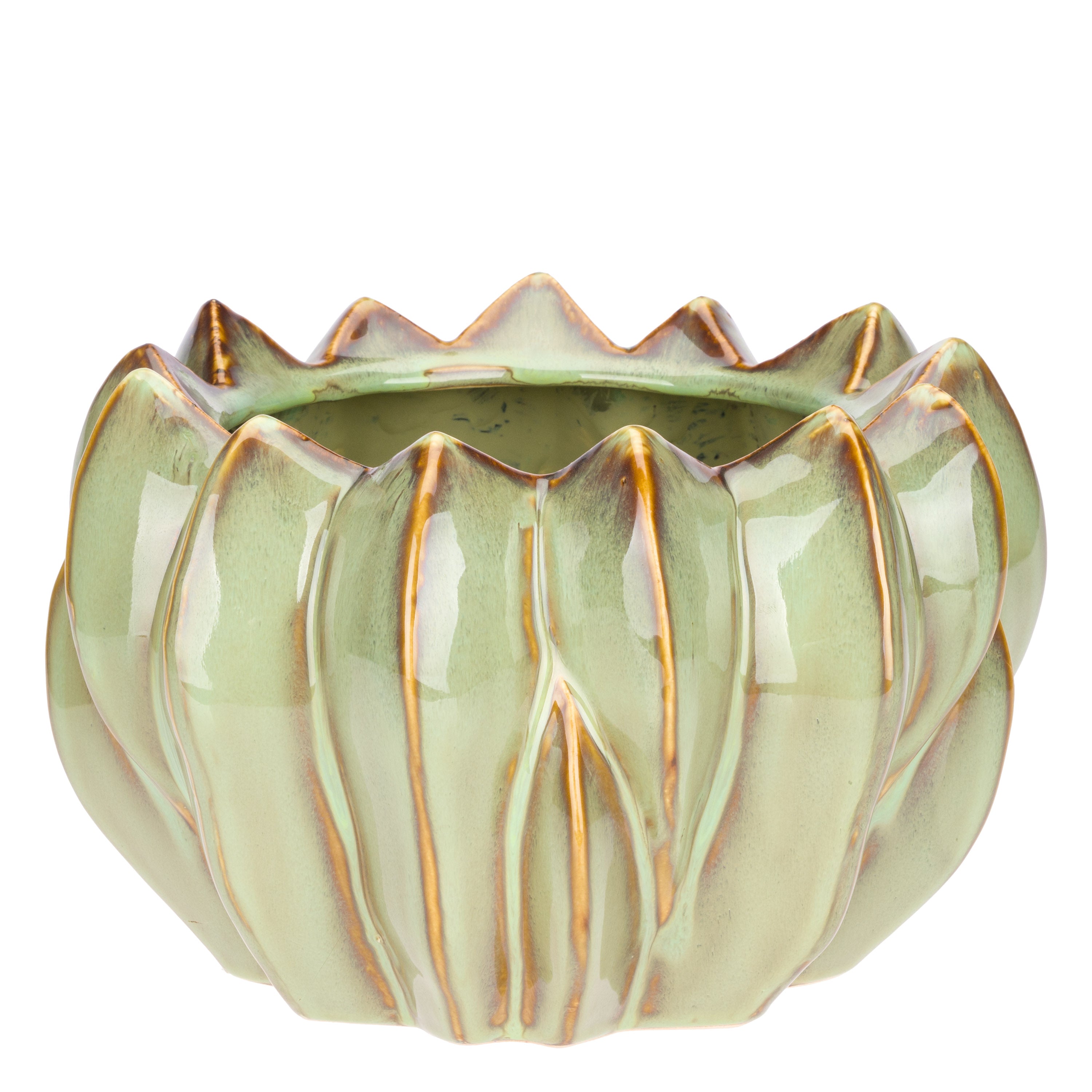 Brassica Cachepot L Verde - Stoneware,Ø26x16 cm