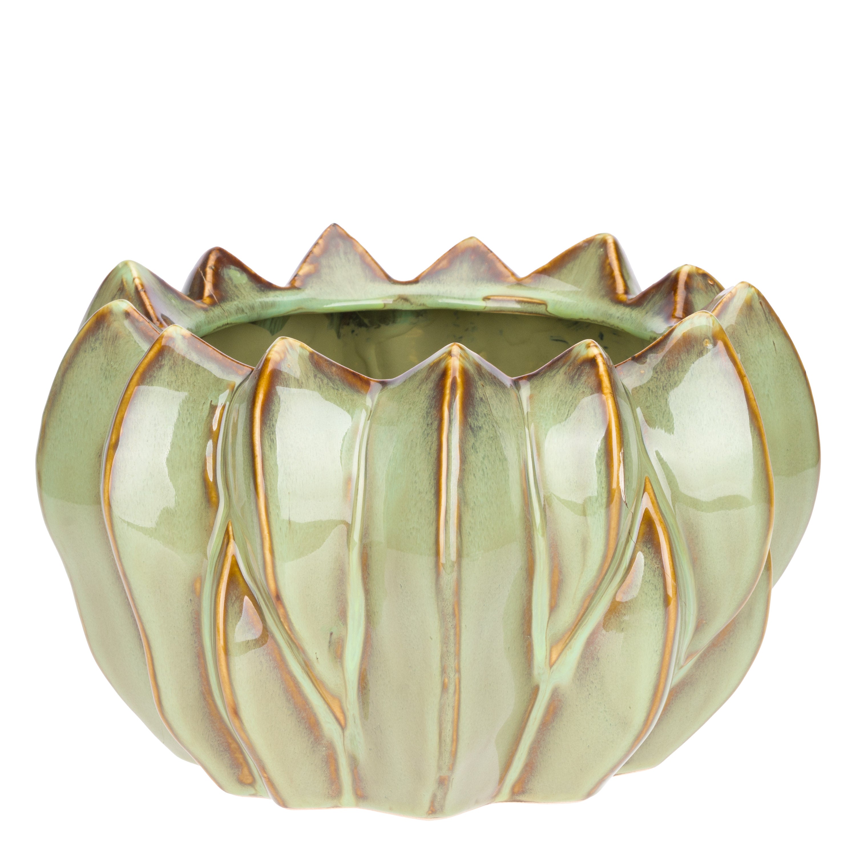 Brassica Cachepot L Verde - Stoneware,Ø26x16 cm