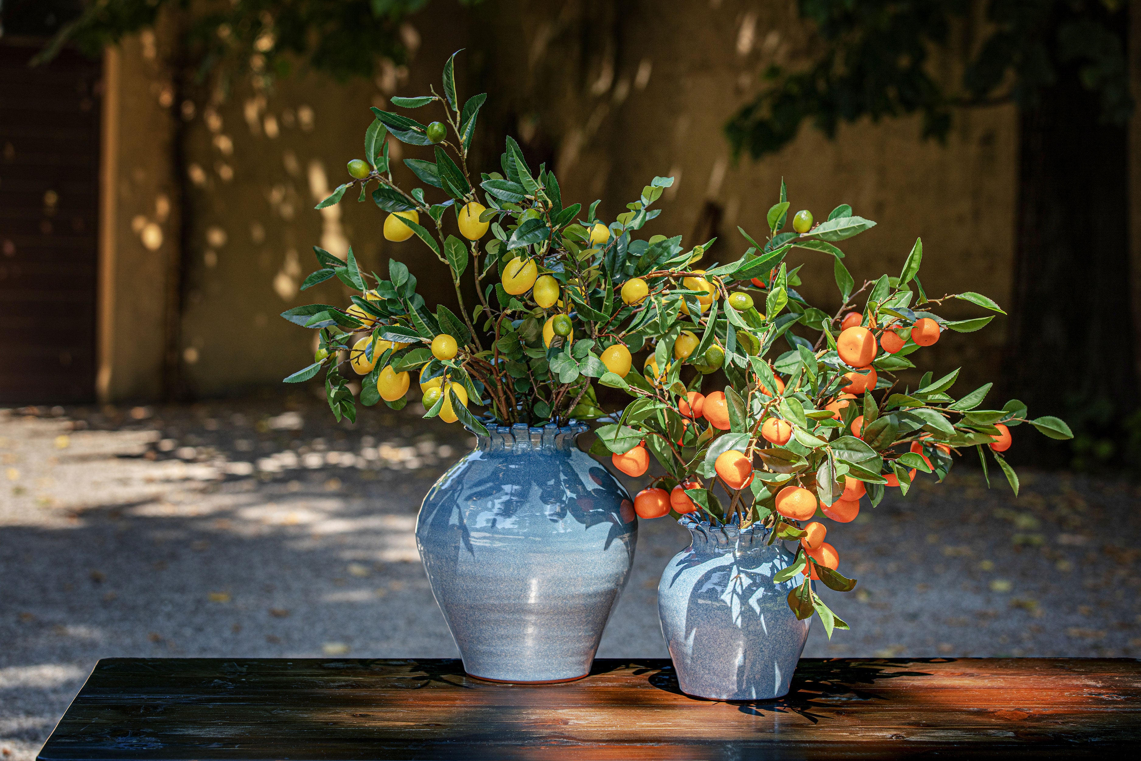 Sfrangiato Vaso L Blu - Terracotta,31x31x35 cm